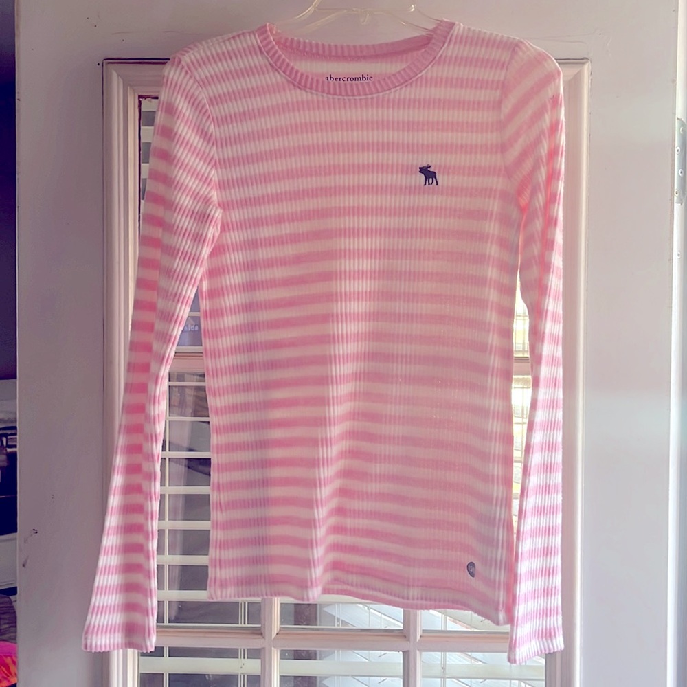 👧🏼 Abercrombie Kids Striped - Pink Long Sleeve 15/16